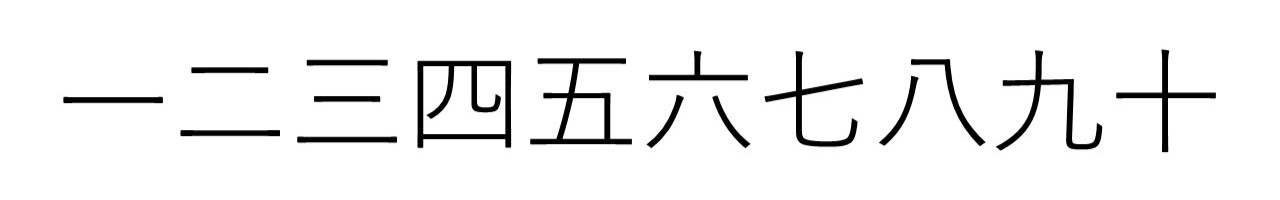 Japanische Zeichen für die Zahlen 1 bis 10